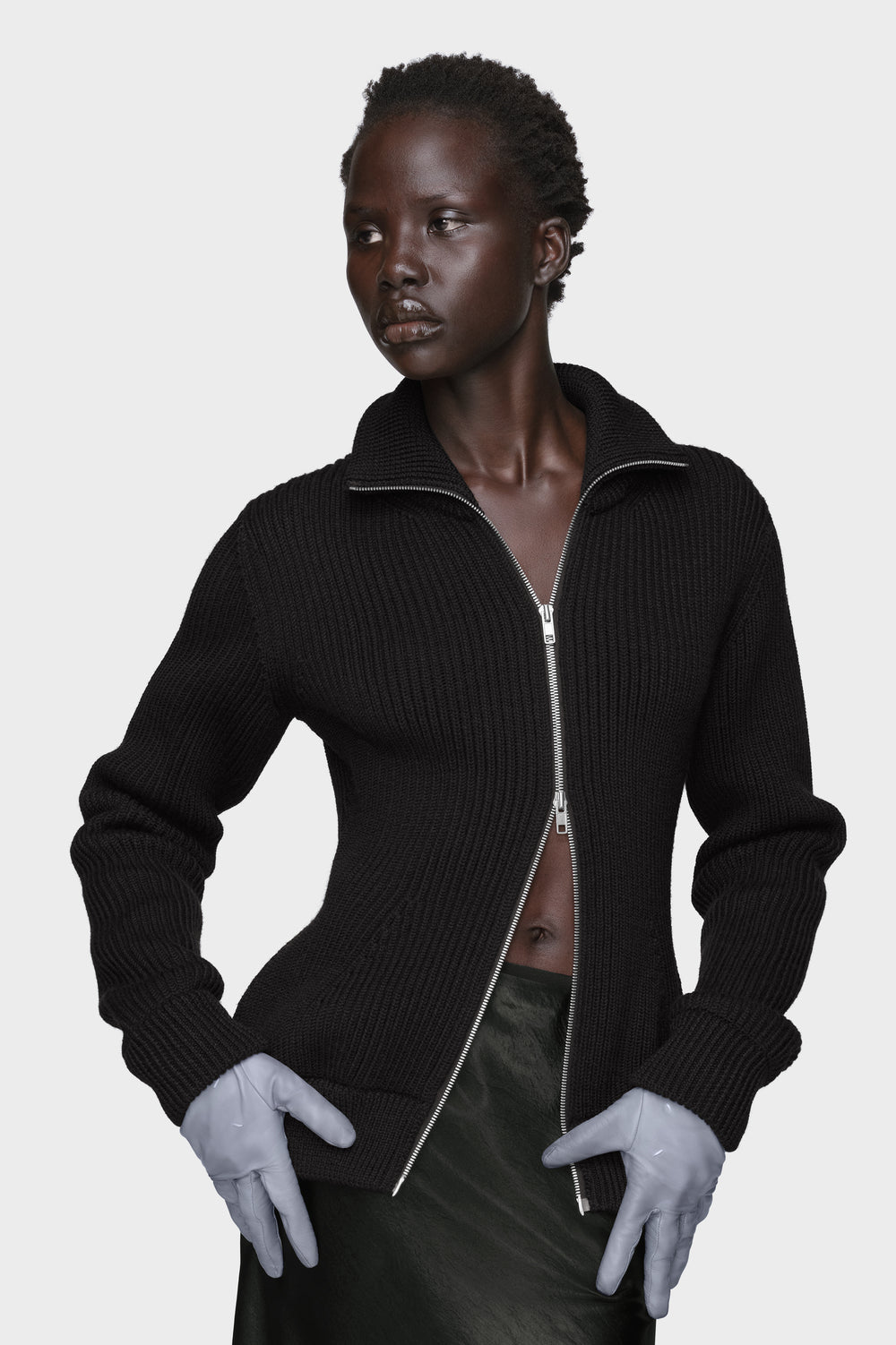 Wool zipped cardigan