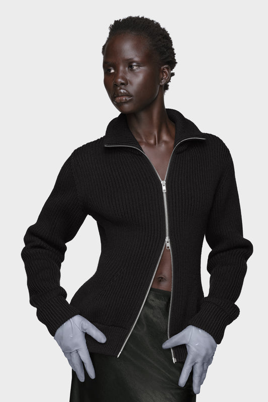 Wool zipped cardigan