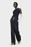 Pinstripe wool drawstring trousers