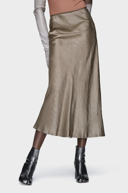 Satin midi skirt