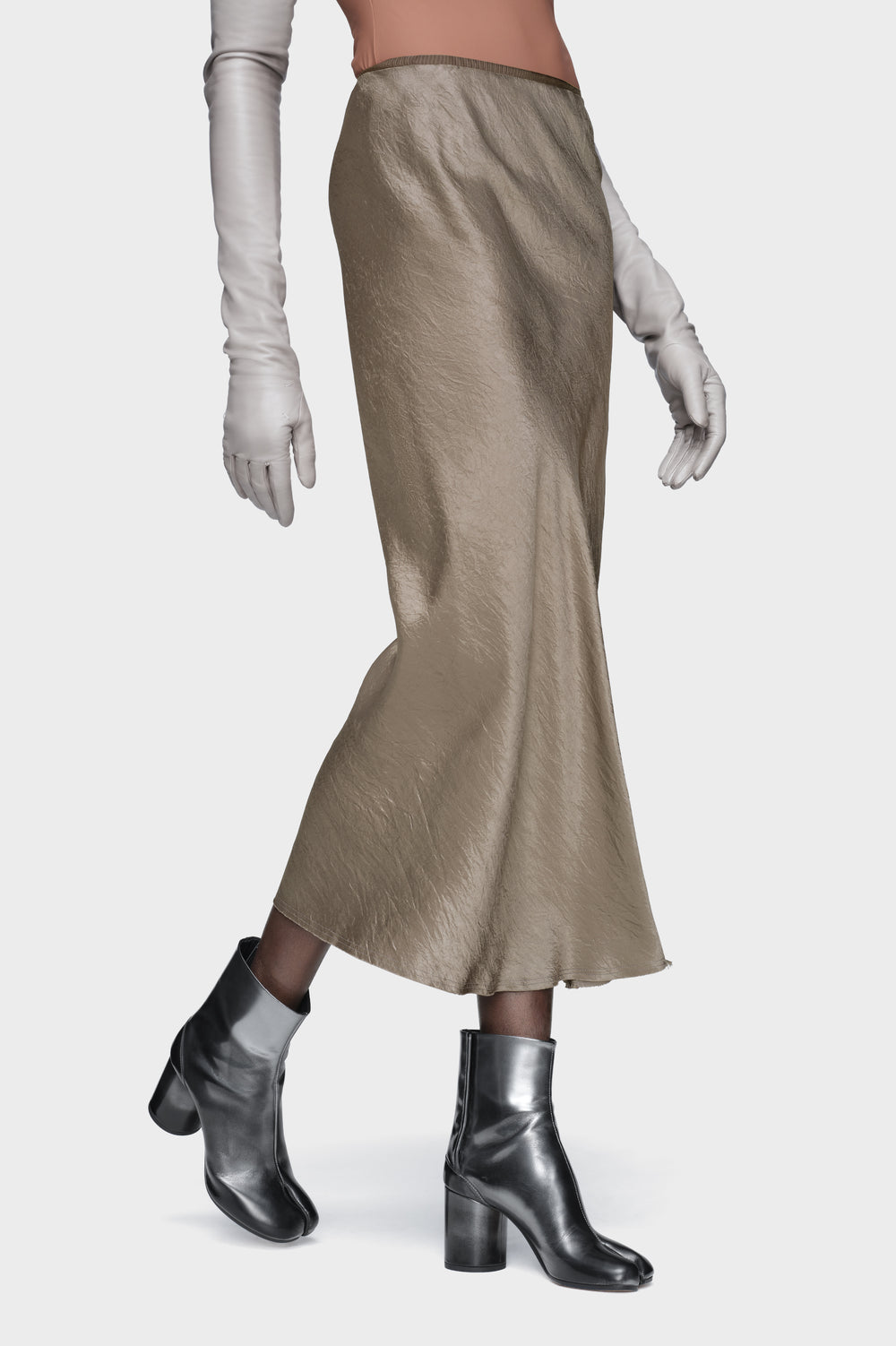 Satin midi skirt