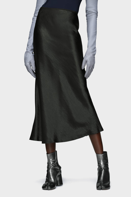 Satin midi skirt