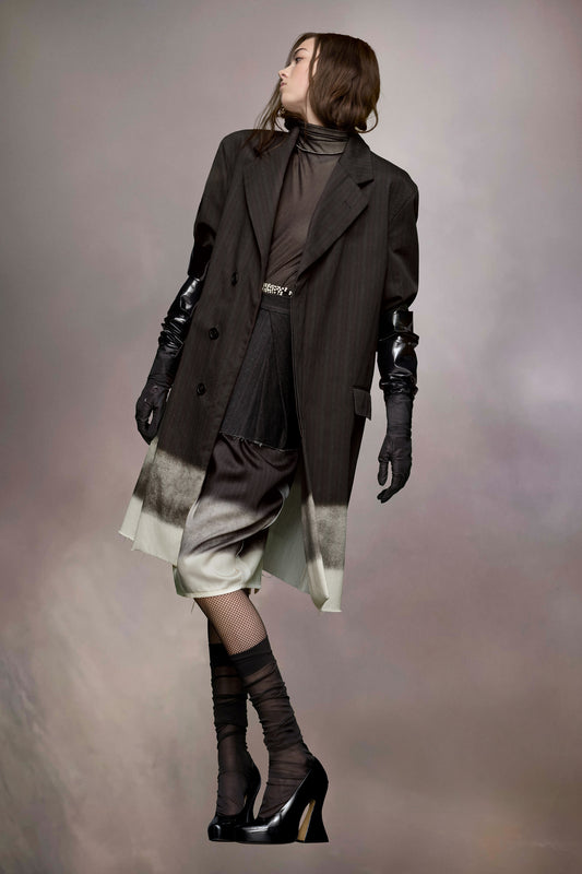 Trompe l'oeil pinstripe coat