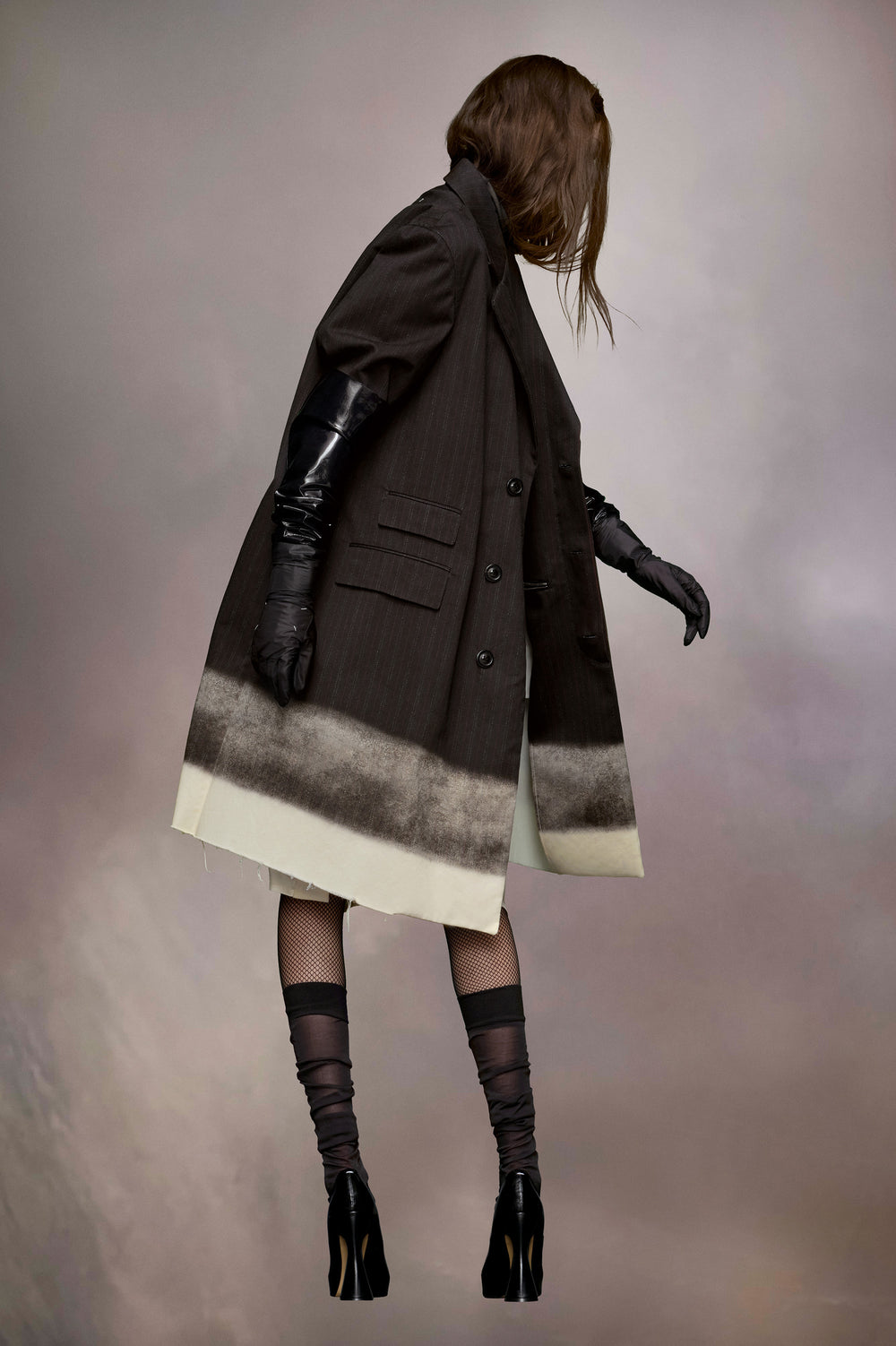 Trompe l'oeil pinstripe coat