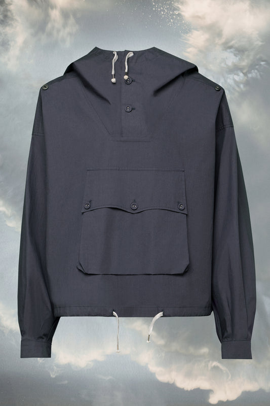 Coated cotton hooded jacket
