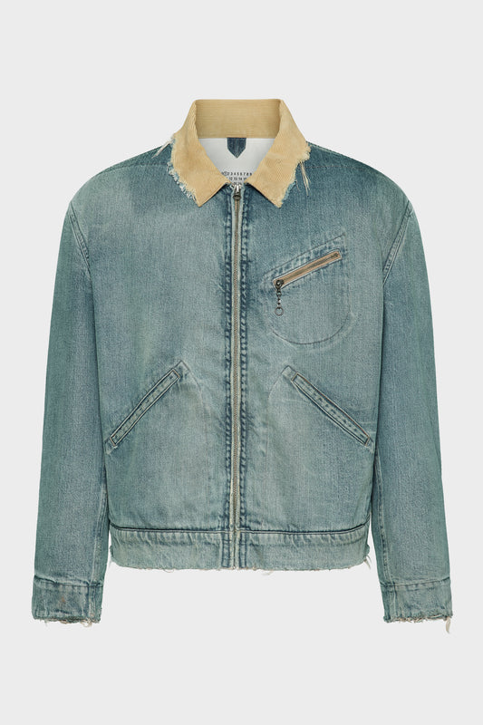 Distressed denim jacket