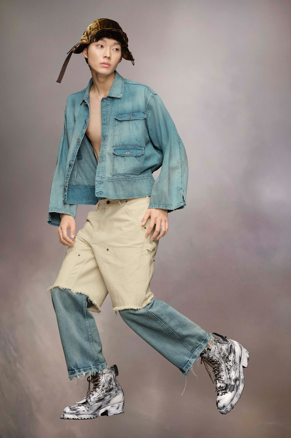Denim caban jacket
