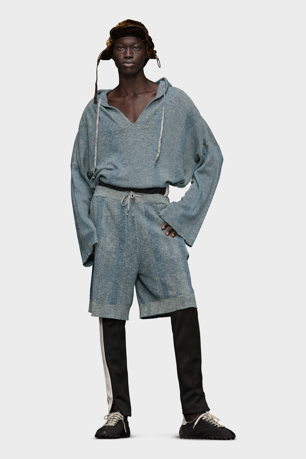 Summer chiné knit hoodie