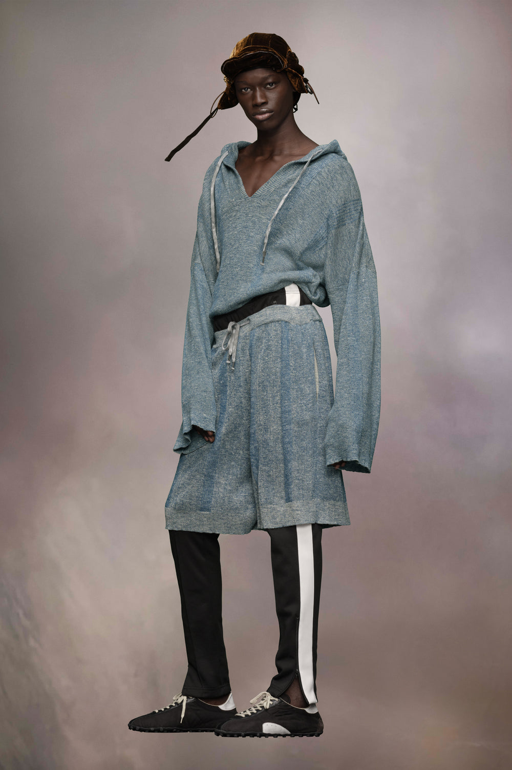 Summer chiné knit hoodie