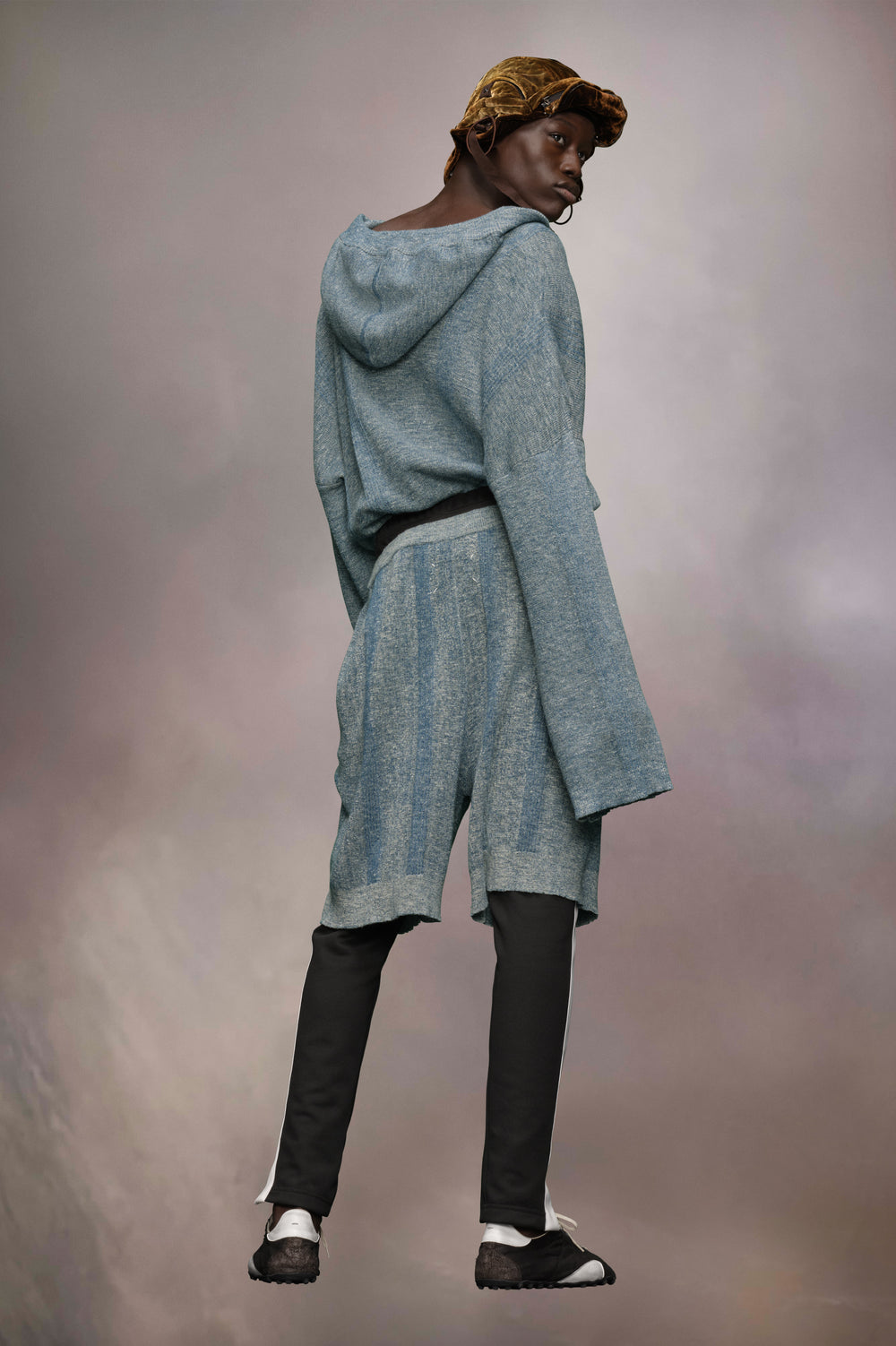 Summer chiné knit hoodie