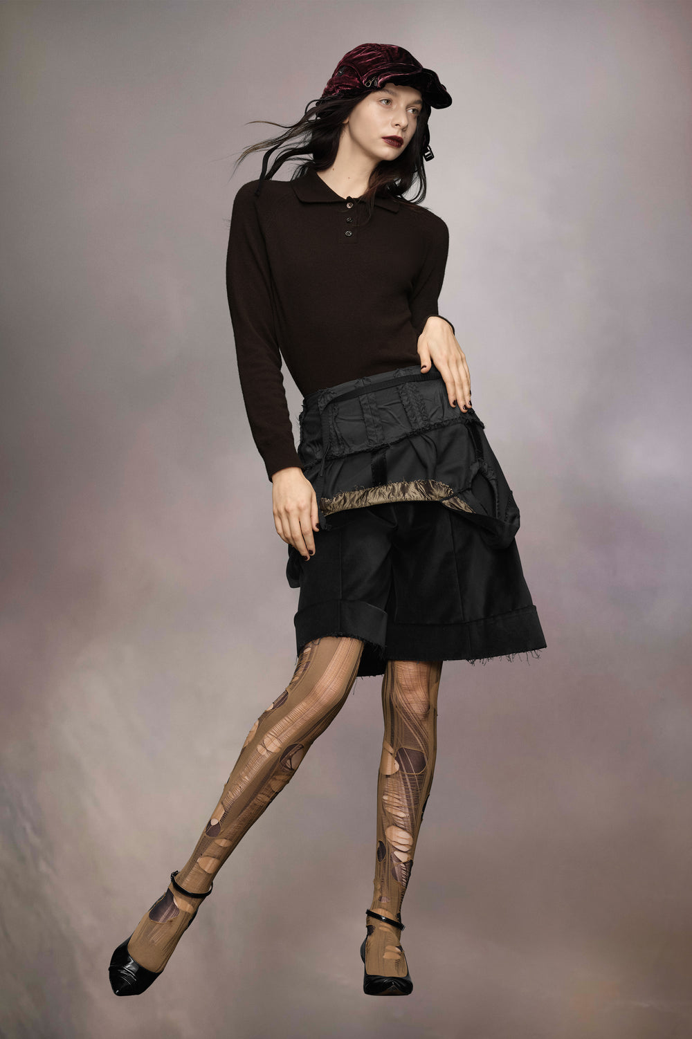 Wool polo-neck top