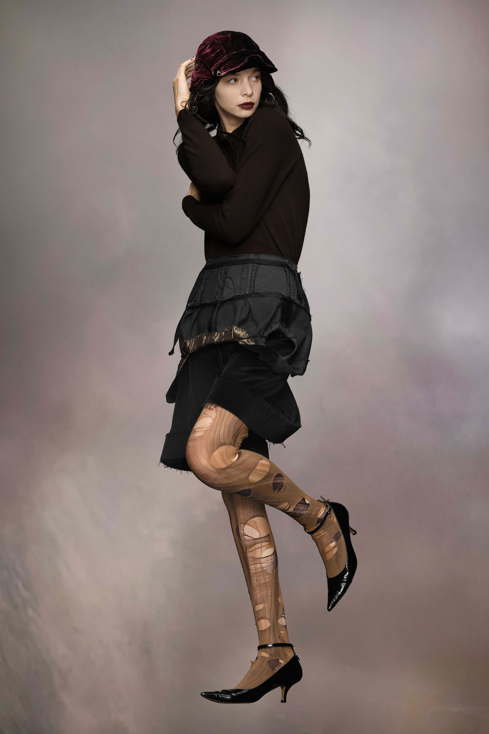 Wool polo-neck top