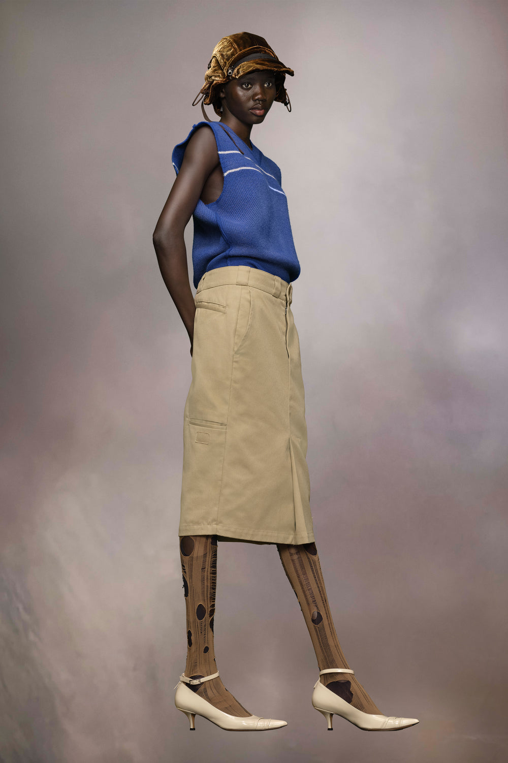Skater chino midi skirt