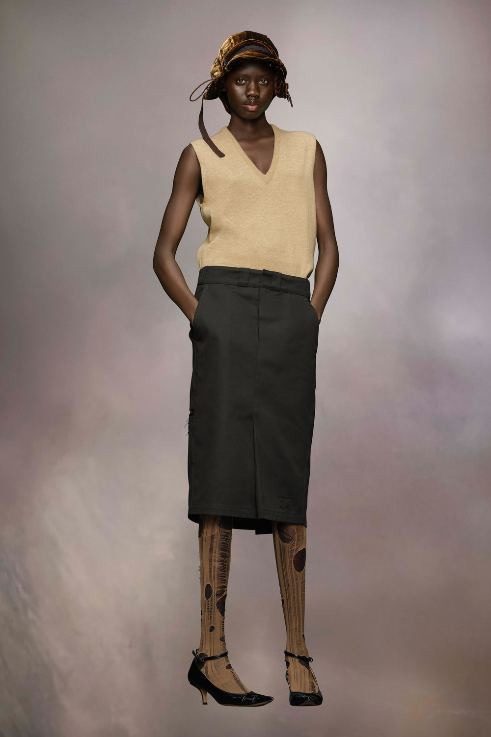 Skater chino midi skirt