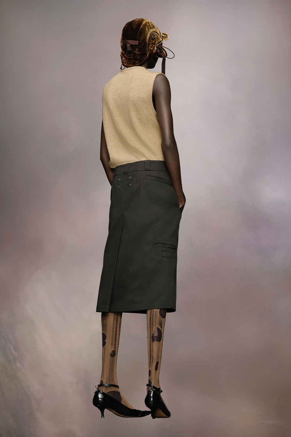 Skater chino midi skirt