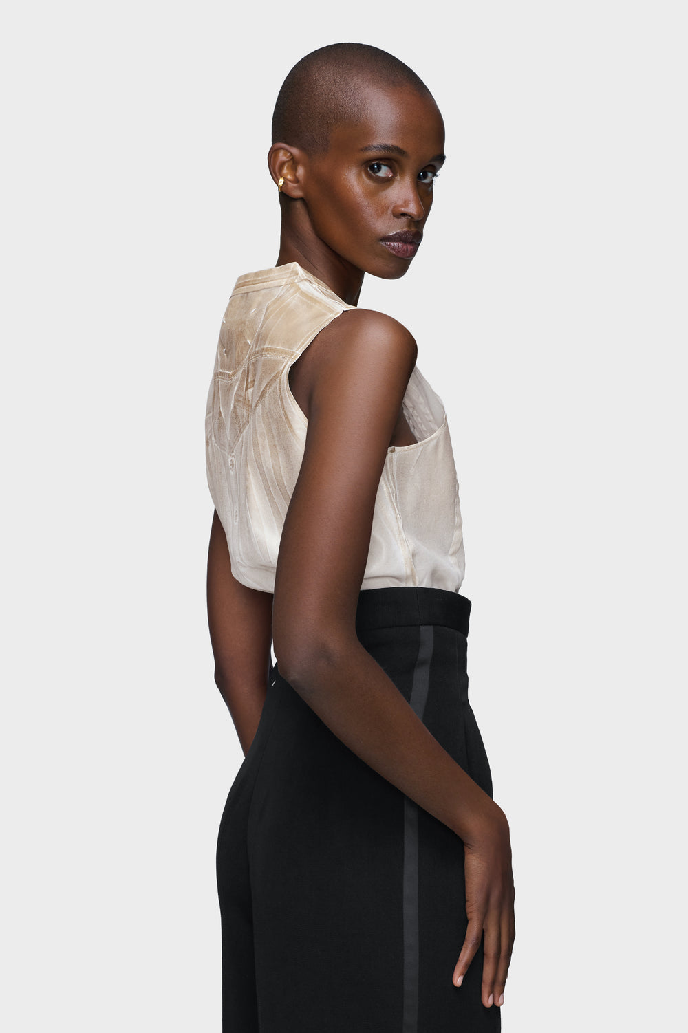 Maison Margiela Foil-treated sleeveless shirt