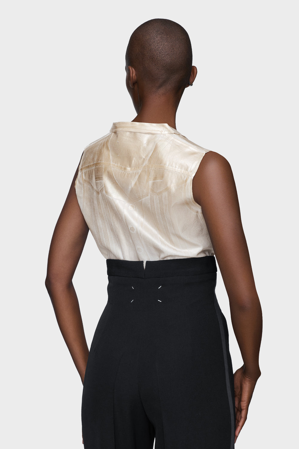 Maison Margiela Foil-treated sleeveless shirt