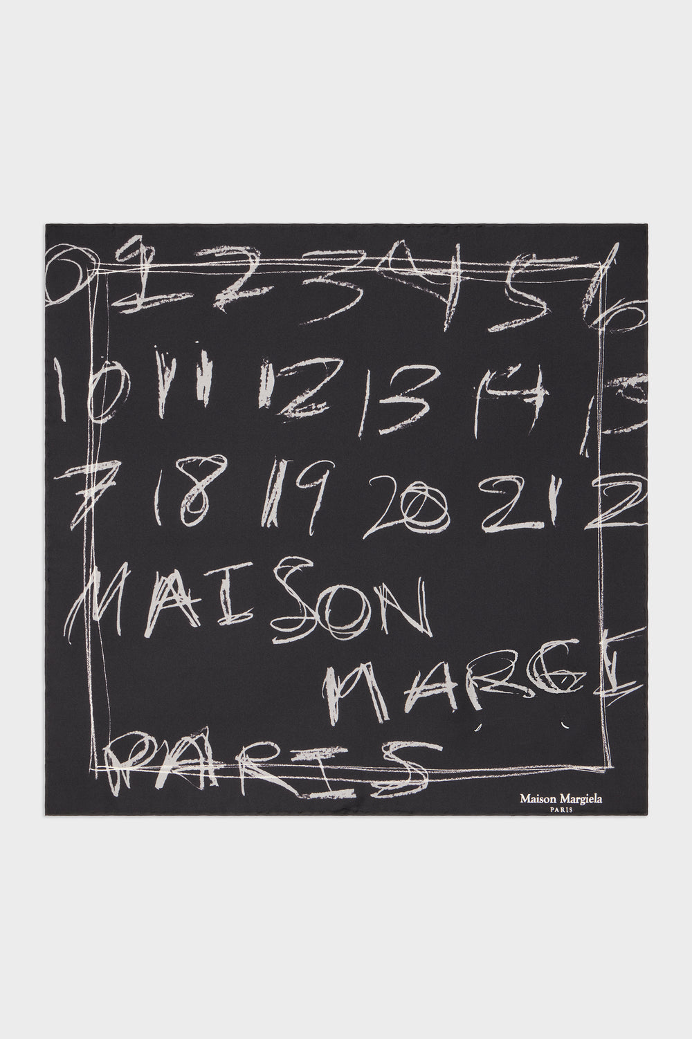 Maison Margiela Scribbled Numerical silk foulard