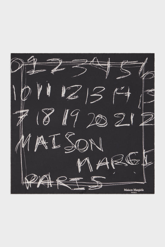 Maison Margiela Scribbled Numerical silk foulard