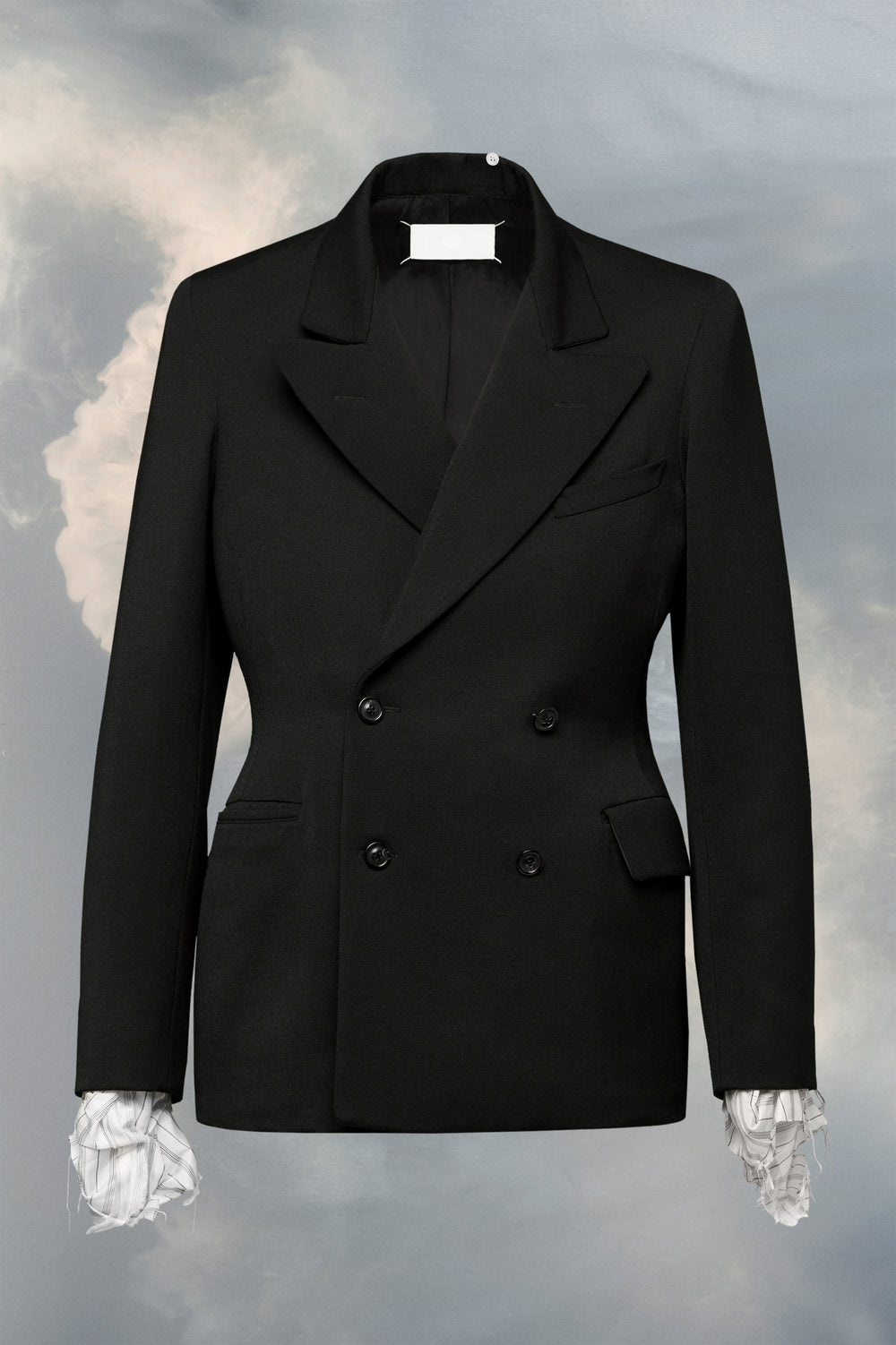 Wool couture nipped-waist suit jacket