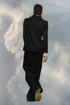 Wool couture nipped-waist suit jacket