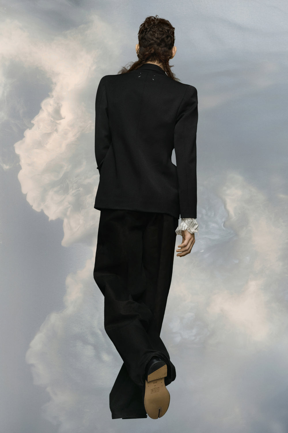 Wool couture nipped-waist suit jacket
