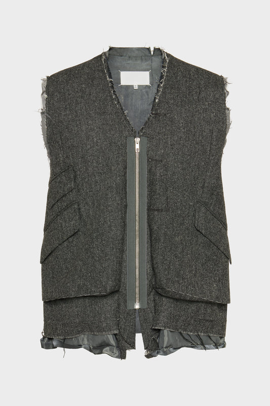 Wool zip gilet