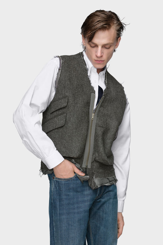 Wool zip gilet