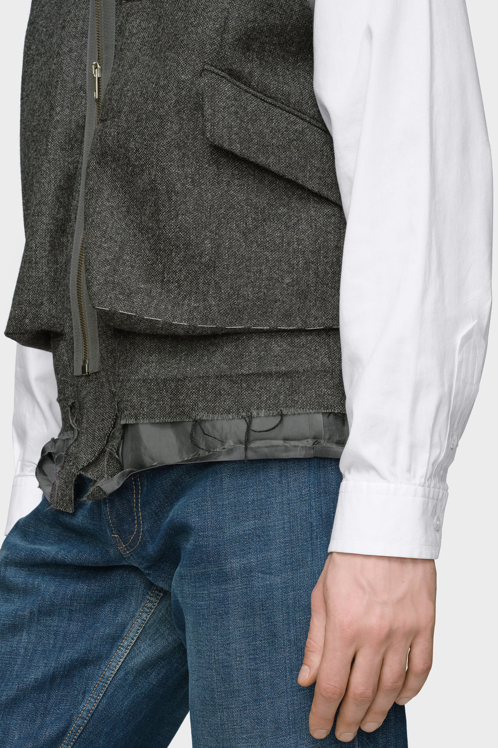 Wool zip gilet