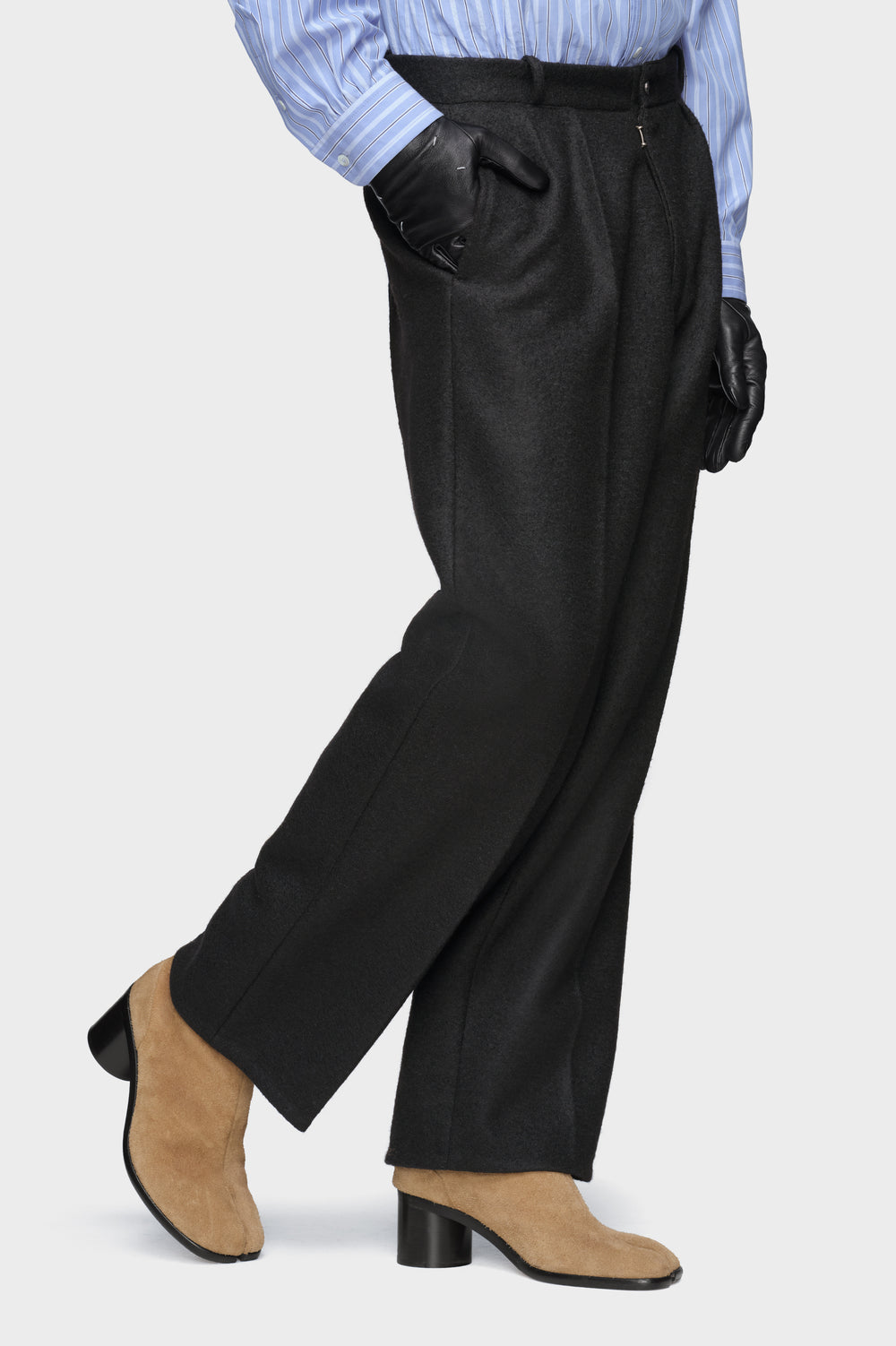 Felted Wool Straight-Leg Trousers