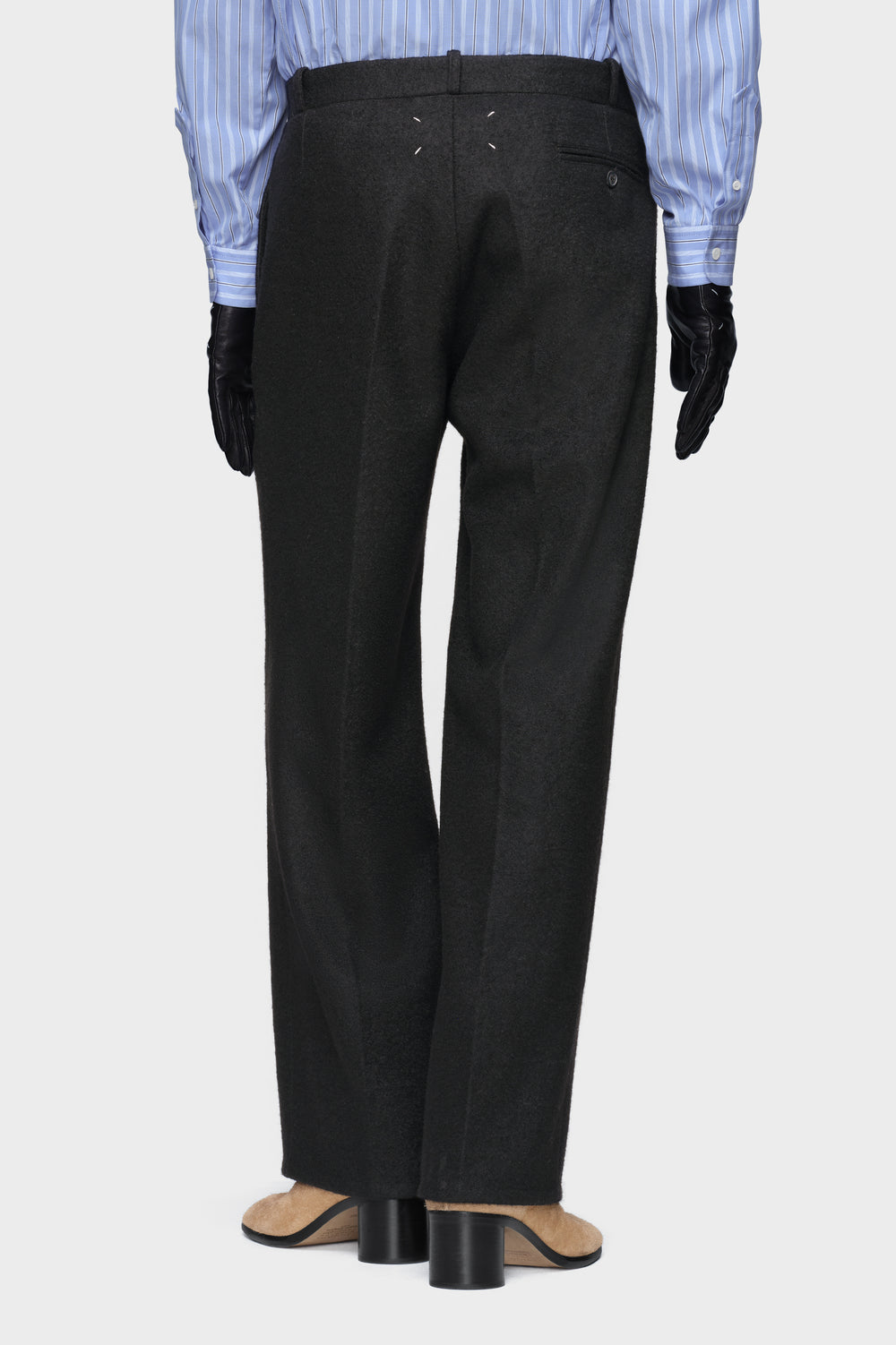 Felted Wool Straight-Leg Trousers