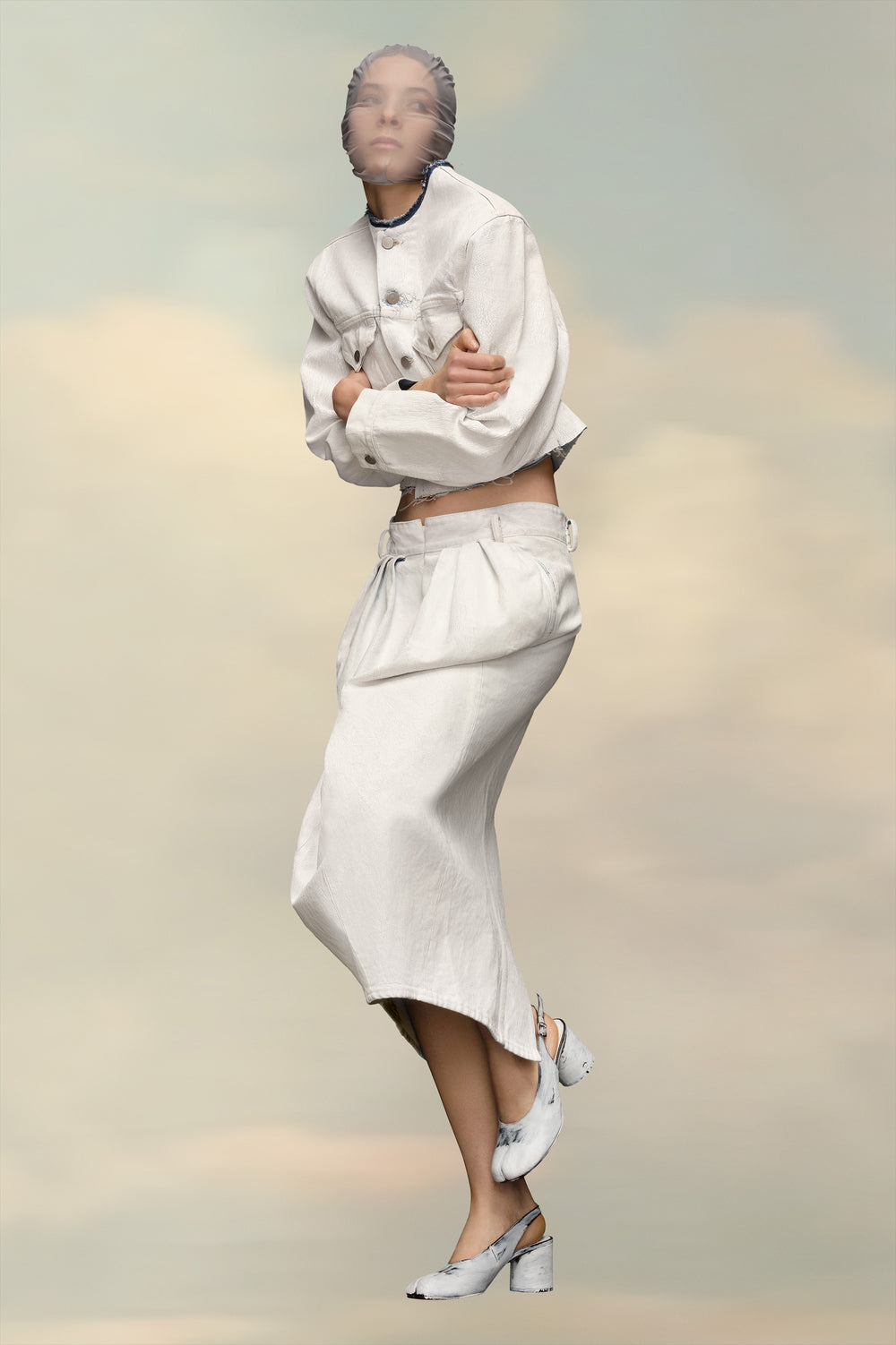 Denim Gathered Skirt