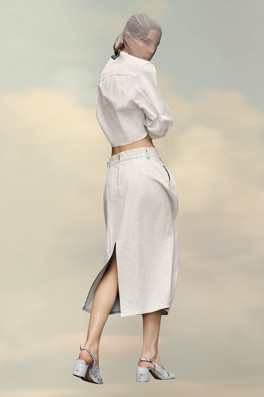 Denim Gathered Skirt