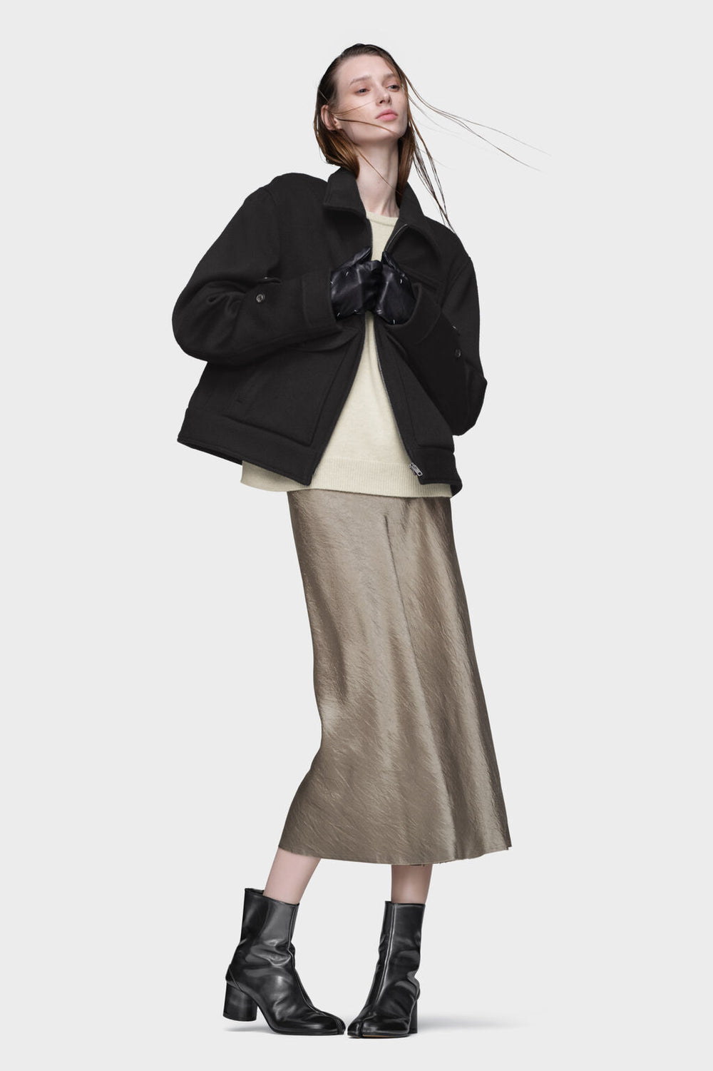 Wool cashmere caban jacket