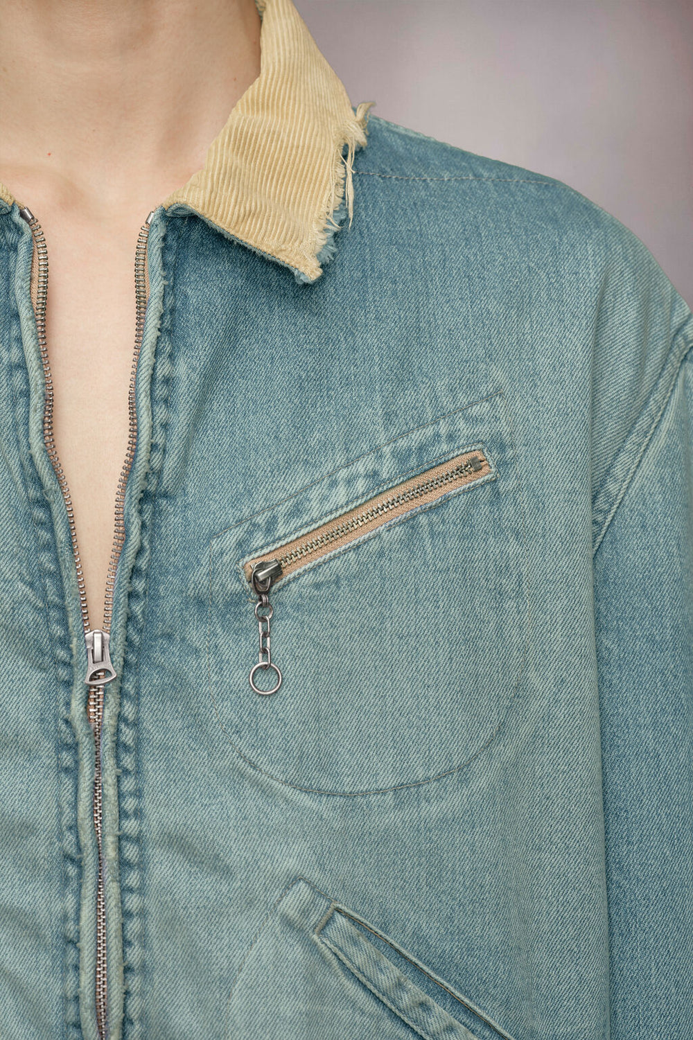 Distressed denim jacket