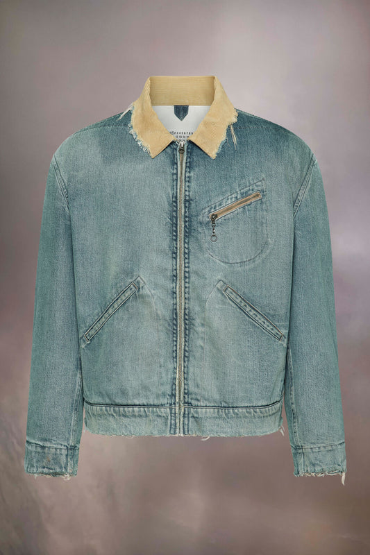 Distressed denim jacket