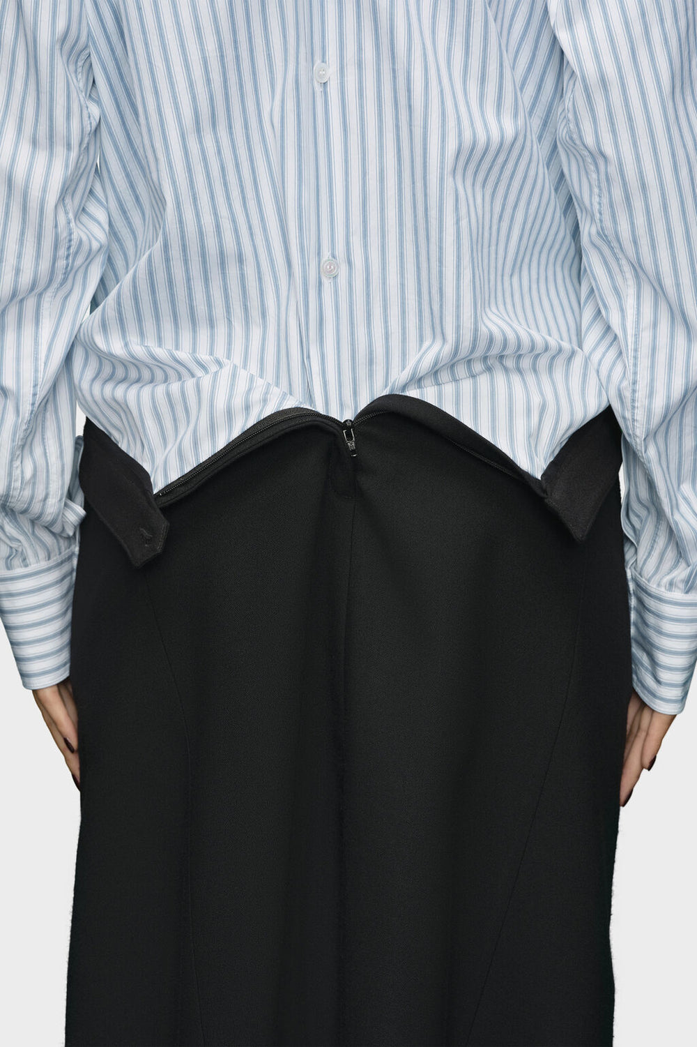 Reversed stripe shirtdress