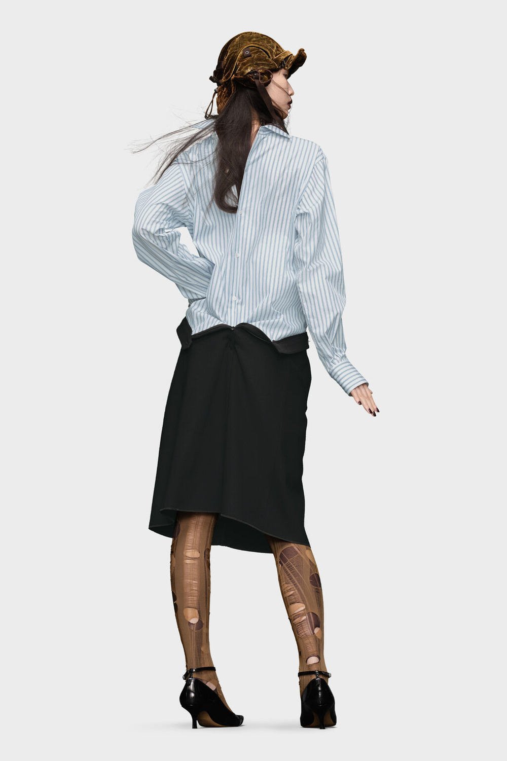 Reversed stripe shirtdress