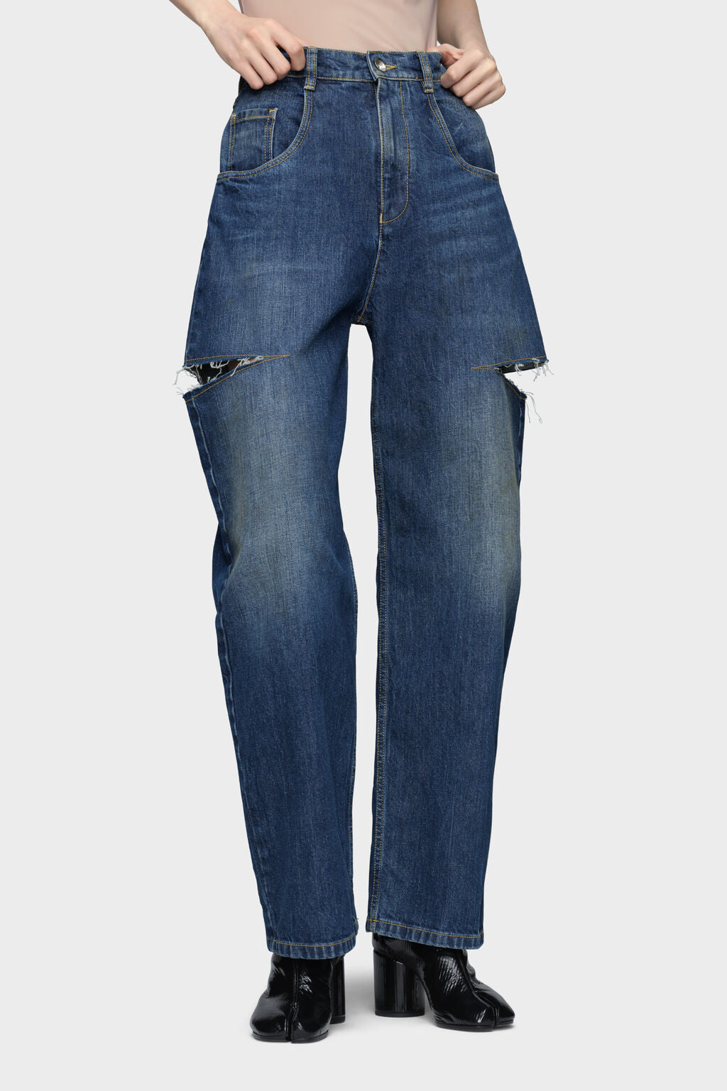 Maison Margiela Cut-out jeans, BLUE | UAE Store