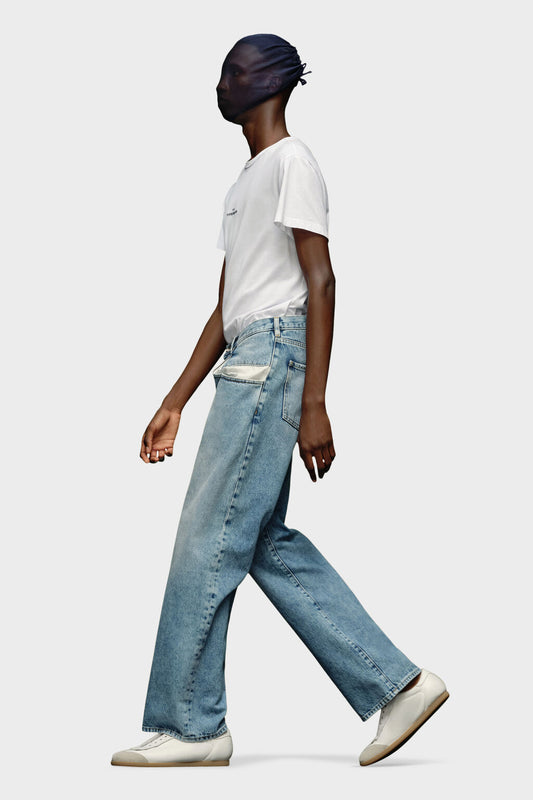 Straight jeans with contrasted pockets