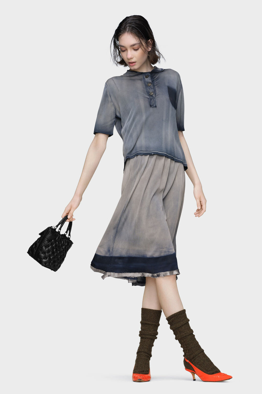Sun-faded midi skirt