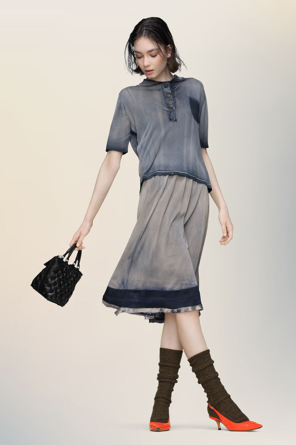 Sun-faded midi skirt