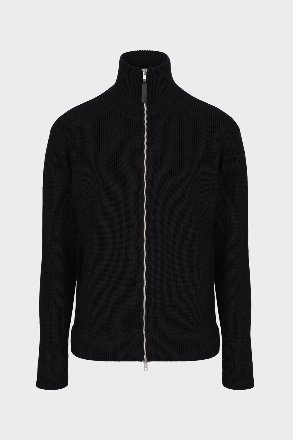 Knit zip-up cardigan