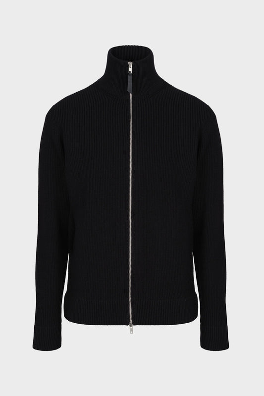 Knit zip-up cardigan